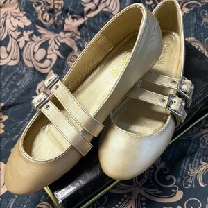 Breckelles Gold Double Strap Flats